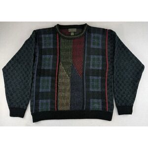 VTG Croft & Barrow Mens Large Relaxed Geometric Knit 90s Cosby Grandpa Sweater